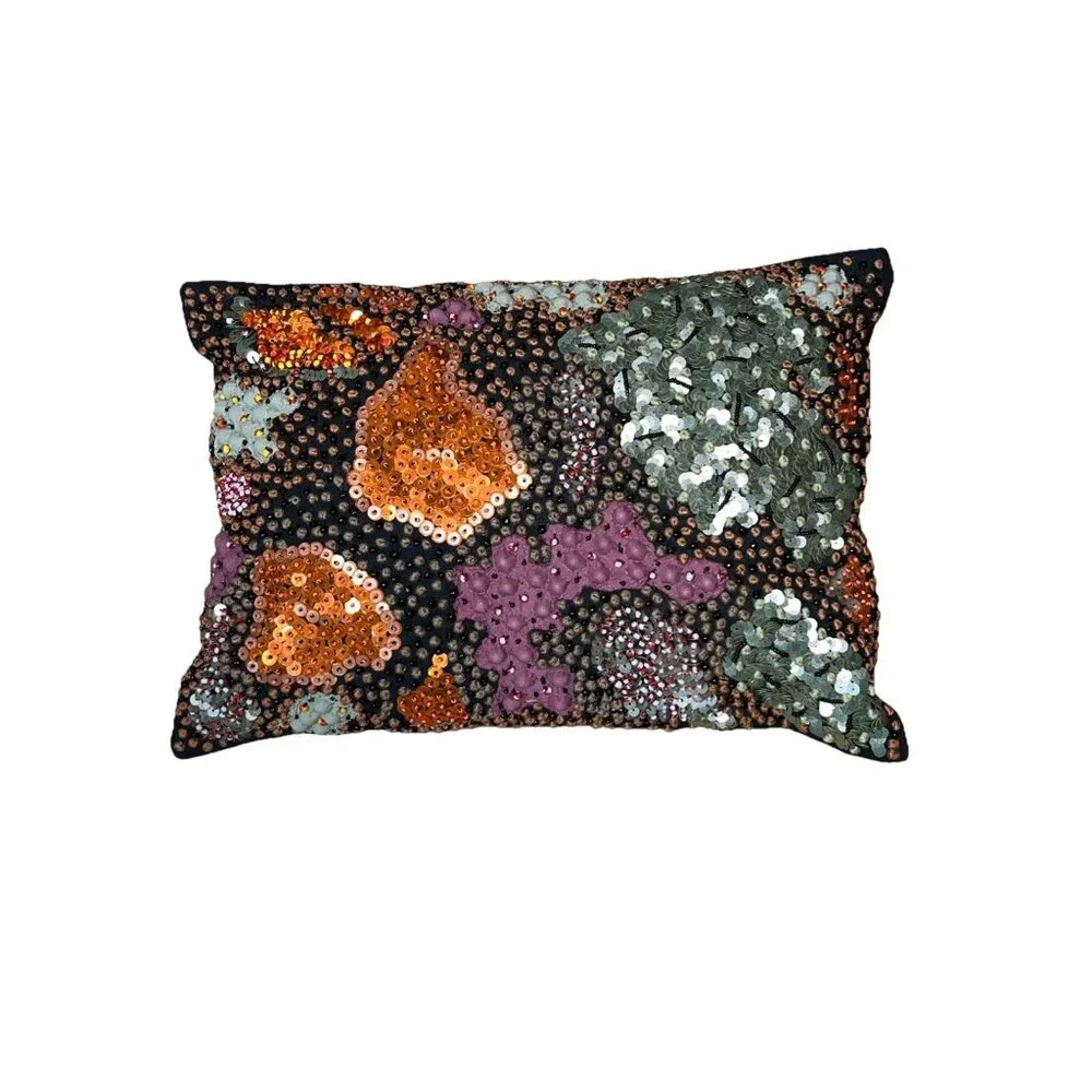 West Elm Sequins Seed Bead & Needlepoint 12” X 16” Throw Pillow Made In …